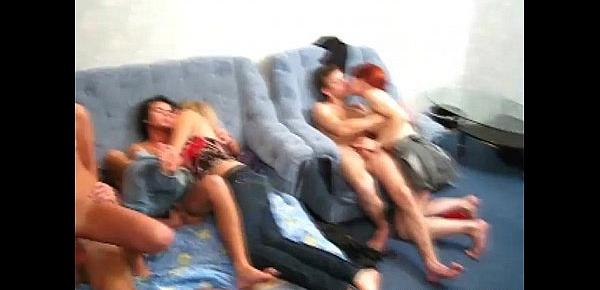  3 hot teen couples fuck on a sofa Lisa Musa, Faith, Angelina